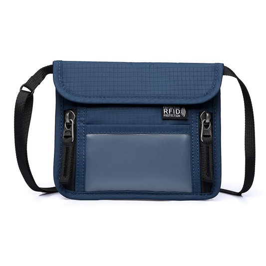 Passport Holder for Travel Pouch Neck Wallet for Traveling Women Men with RFID Blocking Waterproof and Slim Neck Pouch Adjustable Neck Strap (Blue)