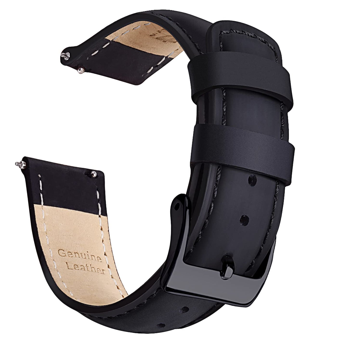 Ritche Genuine 21mm Leather Watch Band Compatible with Timex Expedition Fossil Seiko Classic Vintage Quick Realease Watch Bands for Men Women Black Watch Strap, White Elephant Gifts, Stocking Stuffers for Men, Father's Day gifts