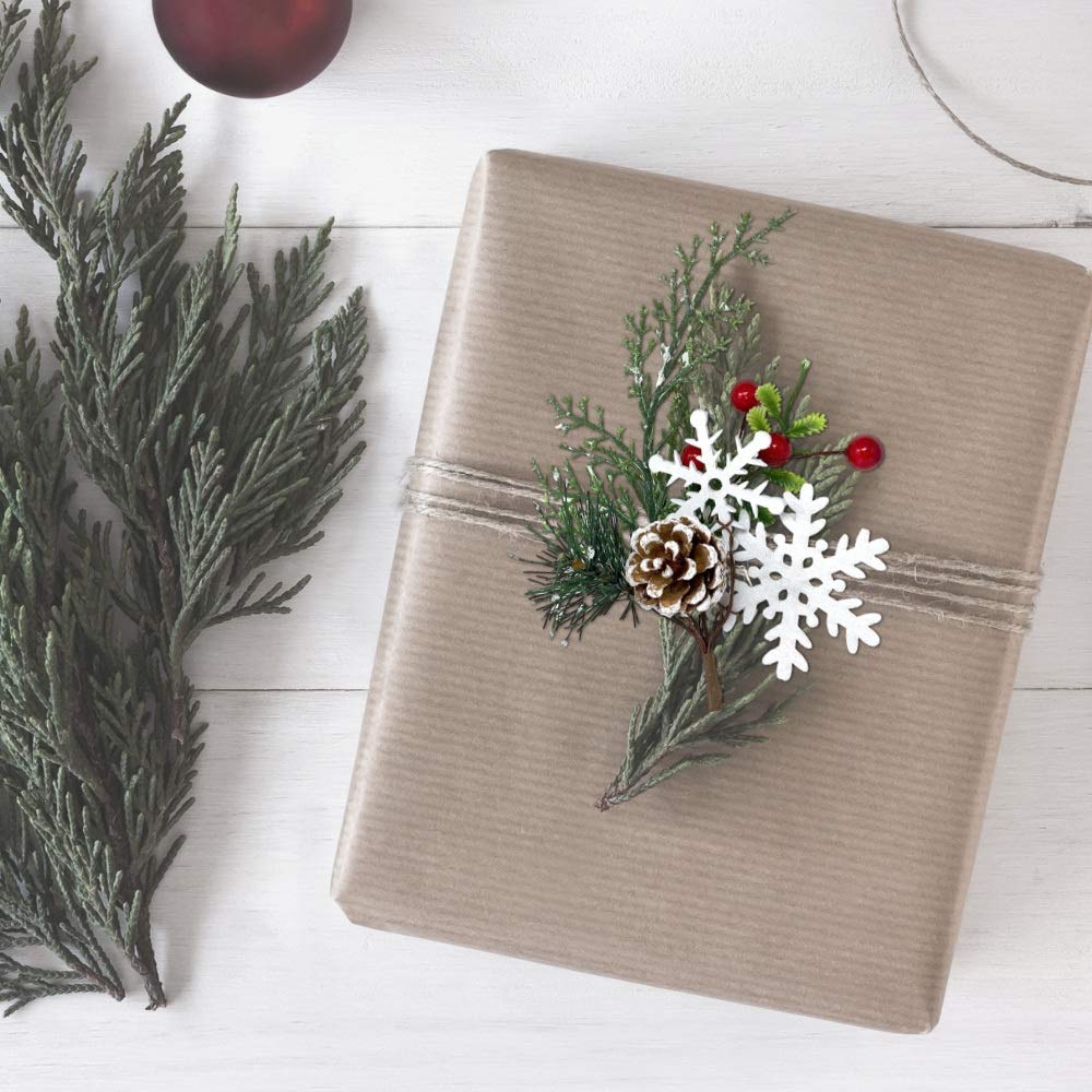 Christmas Floral Picks Set of 20, Snow Tip Pinecone Red Berry Sprays, 10 Inch Holiday Greenery Stems for Wreaths, Garlands, Christmas Tree Decor, Flower Arrangements, DIY Winter Crafts, 2 Styles