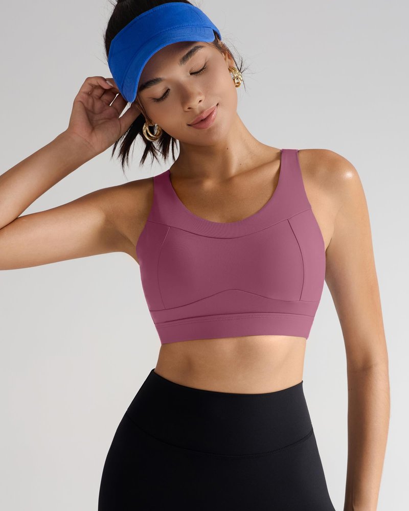 RUNNING GIRL High Impact Sports Bras for Women,Racerback Red Bra Workout Crop Tank Tops Longline Sports Bra Push up(WX2667 Pink,M)