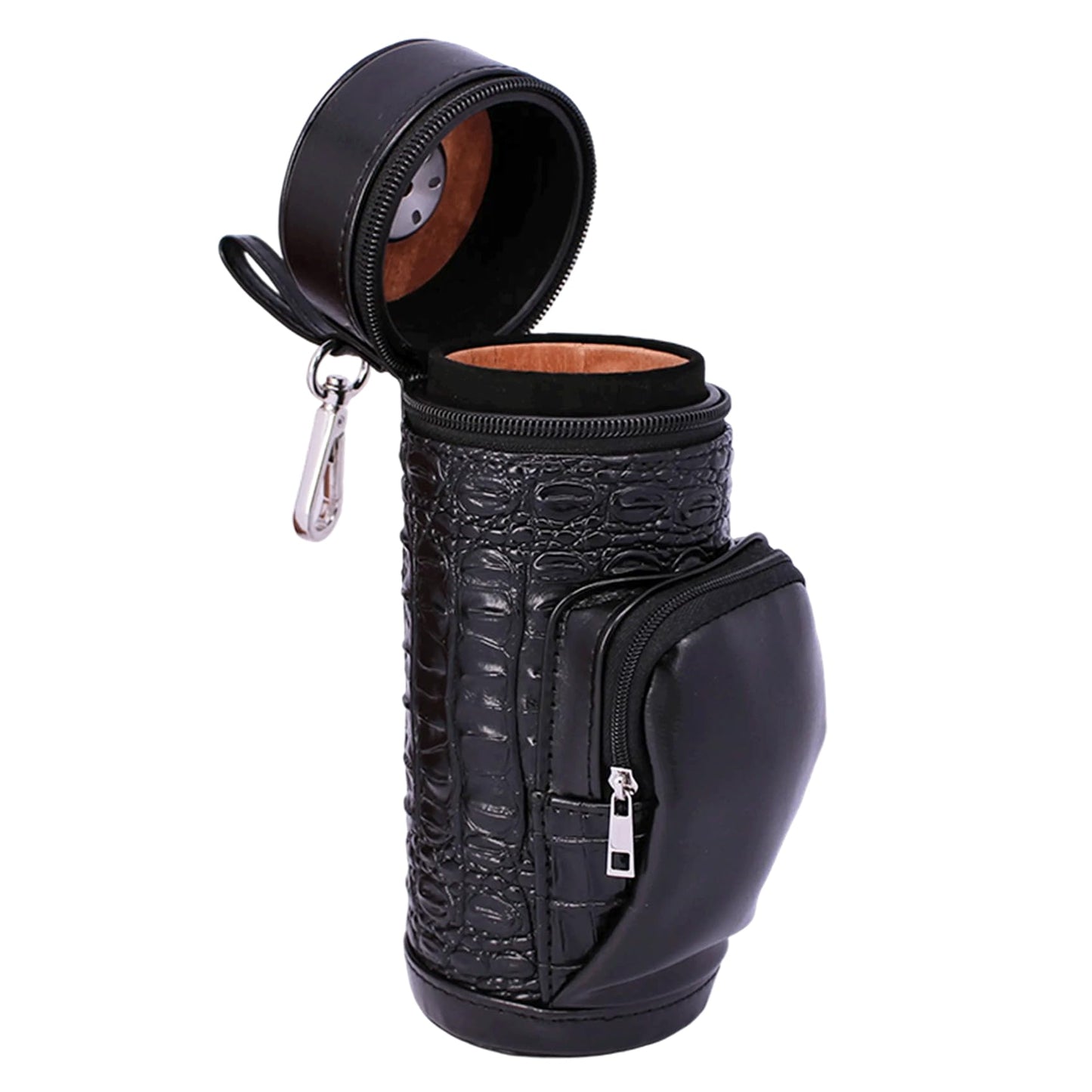 AMANCY Portable Black Cigar Humidor Travel Case, Slender Cylindrical Crocodile Pattern Leather Holder with Cigar Accessories for Men