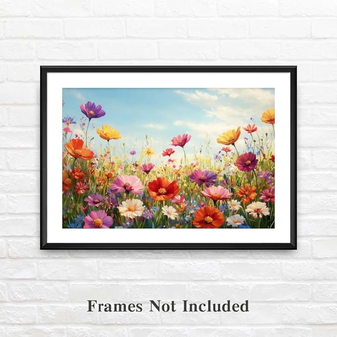 Yesad Colorful Wildflower Canvas Wall Art, Flowers Pictures Prints Printing Botanical Wall Art Floral Artwork Watercolor Flower Wall Décor for Living Room Bedroom Farmhouse (Unframed,12”x8”, Flower)