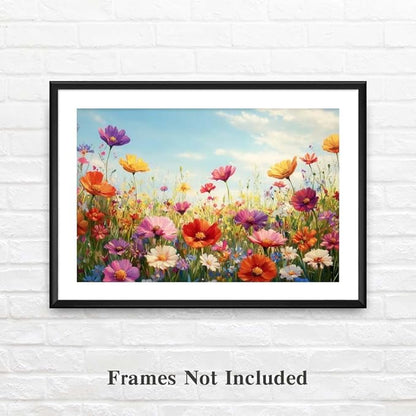Yesad Colorful Wildflower Canvas Wall Art, Flowers Pictures Prints Printing Botanical Wall Art Floral Artwork Watercolor Flower Wall Décor for Living Room Bedroom Farmhouse (Unframed,24”x16”, Flower)