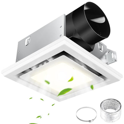 FEITON Bathroom Exhaust Fan with Light (3000K/4000K/5000K), Ceiling Mount, 110 CFM 1.0 Sones, Quiet Square Bath Fan Light Combo(Metal housing, 4 Inch Duct, Ceiling Opening Size: 7.6 x 7.3 Inches)