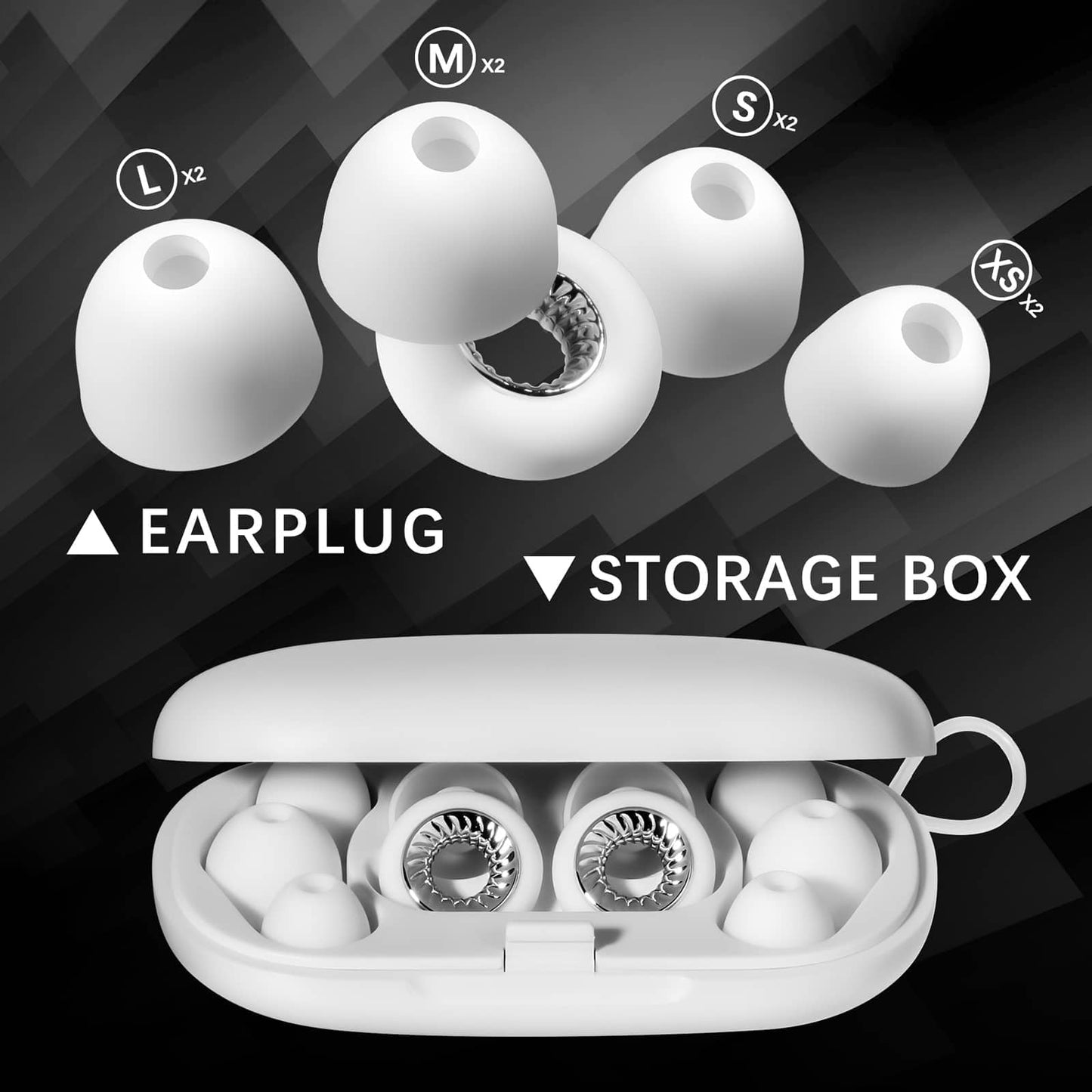 RIFOVN Ear Plugs for Sleeping, Reusable Silicone Earplugs with 28dB Noise Reduction, Noise Cancelling Ear Plugs for Concert, Work, Travel, Study, Hearing Protection, Silver and White
