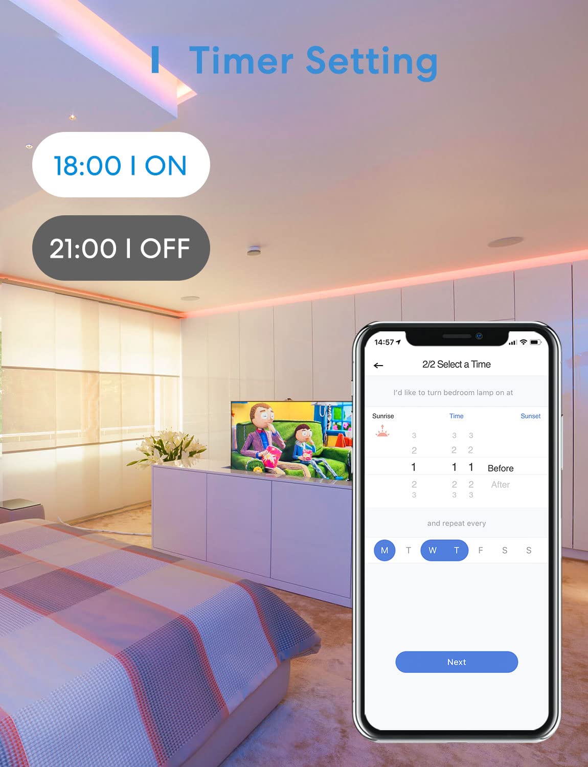 meross Smart LED Strip Lights Works with Apple HomeKit, 16.4ft WiFi RGB Strip, Compatible with Siri, Alexa&Google and SmartThings, App Control, Color Changing Led Strips for Bedroom, TV
