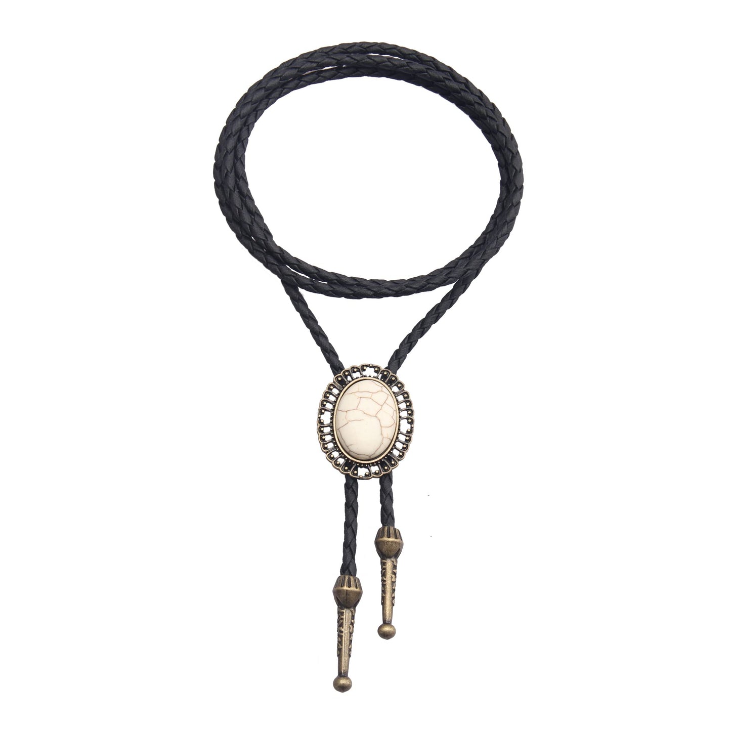 GelConnie Bolo Tie for Men Western Tie Gold Cowboy Tie White Turquoise Necktie Necklace American Indian Bolo Tie for Women