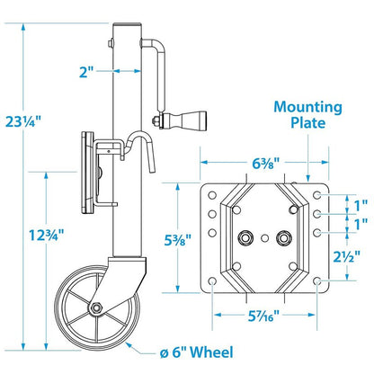 Seachoice Fold Up Trailer Jack, 22-7/8 In., Max Lift 1,000 Lbs.