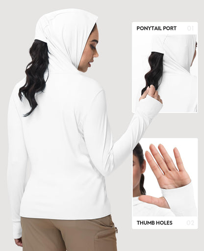 Haimont Women's UPF 50+ Full Zip Sun Hoodie White S