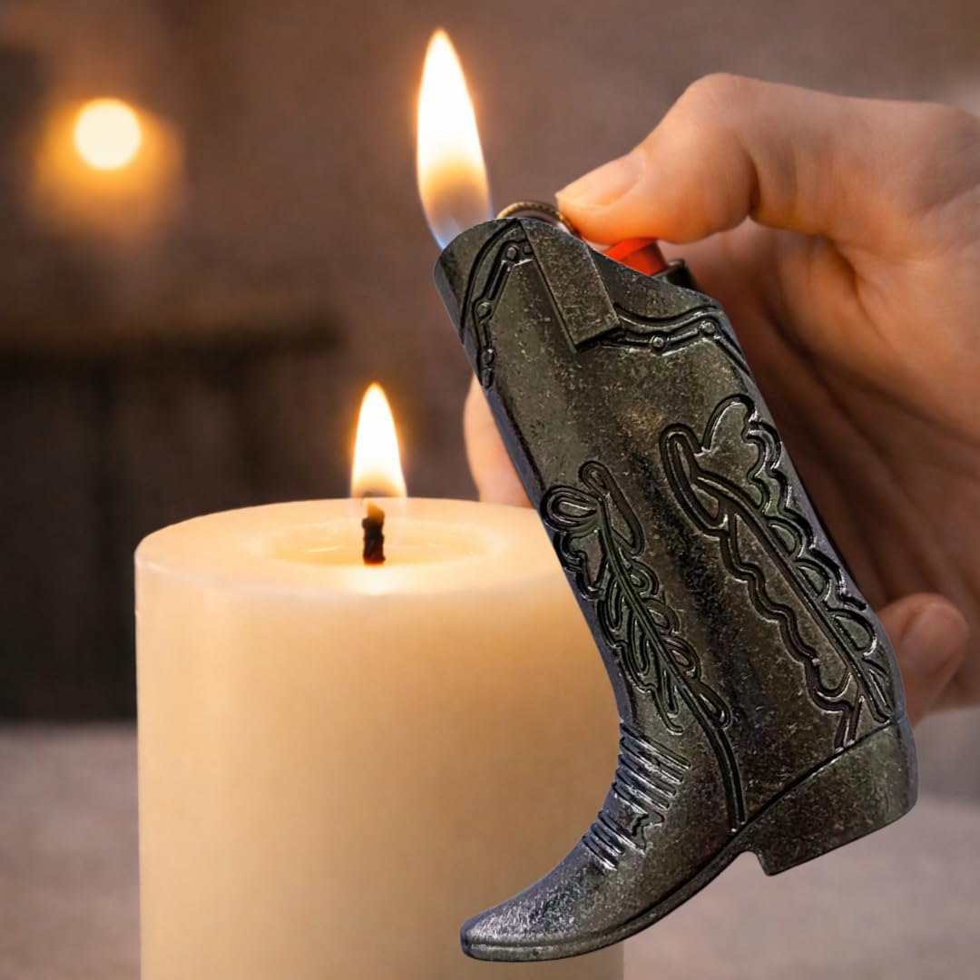 Cowboy Boot Lighter Case. Cow Boy Boot Lighter Holder Sleeve for J5 and J6 BIC Lighters. 3 Colors to Choose from. | Lighters NOT Included (Gray, Full Size J6)