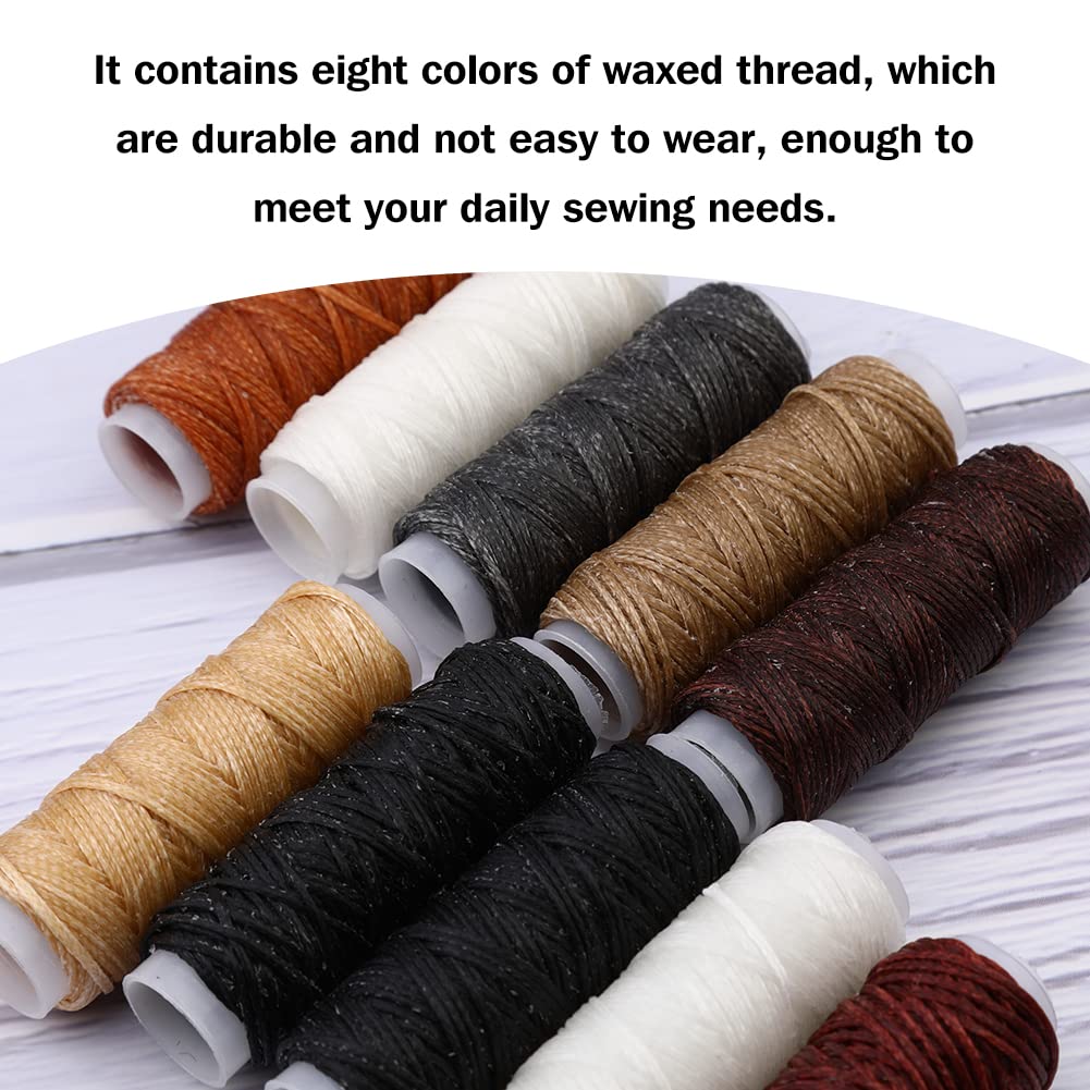 Yizzvb 46 Pcs Leather Stitching Sewing Kit,Sewing Tools Kit with 4mm Lacing Stitching Chisel, Waxed Thread and Large-Eye Needles for Leather Craft Projects DIY Sewing Work
