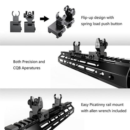 Marmot Flip Up Sight Full Metal Iron Sight & Fiber Flip Up Sights CQB & Precise Mode Gun Sights Rifle Sights