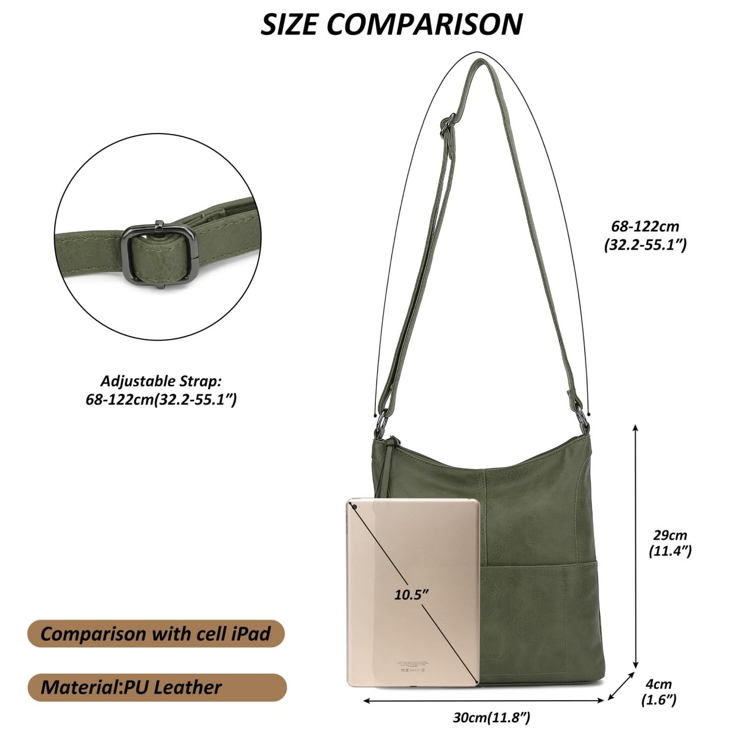 TANTOMI Crossbody Bags Handbags for Women Vegan Leather Purse and Shoulder Bag with Adjustable Shoulder Strap