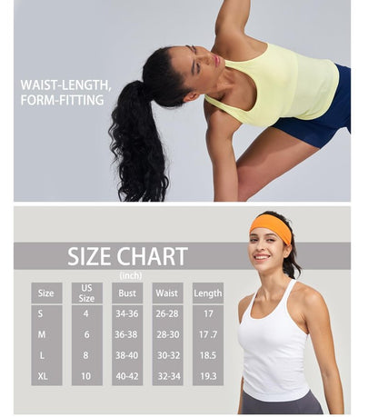 Excwudy Seamless Ribbed Workout Racerback Tank Tops with Built in Shelf Bra for Women Chartreuse XL