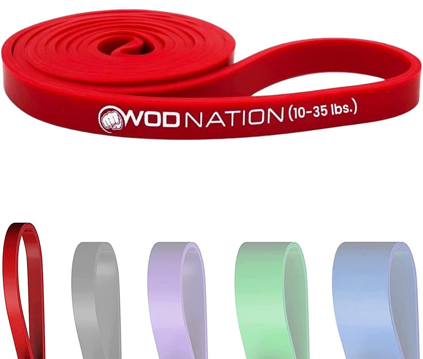 WOD Nation Pull Up Assistance Bands (10-175lbs Band) - Best for Pullup Assist, Chin Ups, Resistance Bands Exercise, Stretch, Mobility Work & Serious Fitness - 41 inch Straps