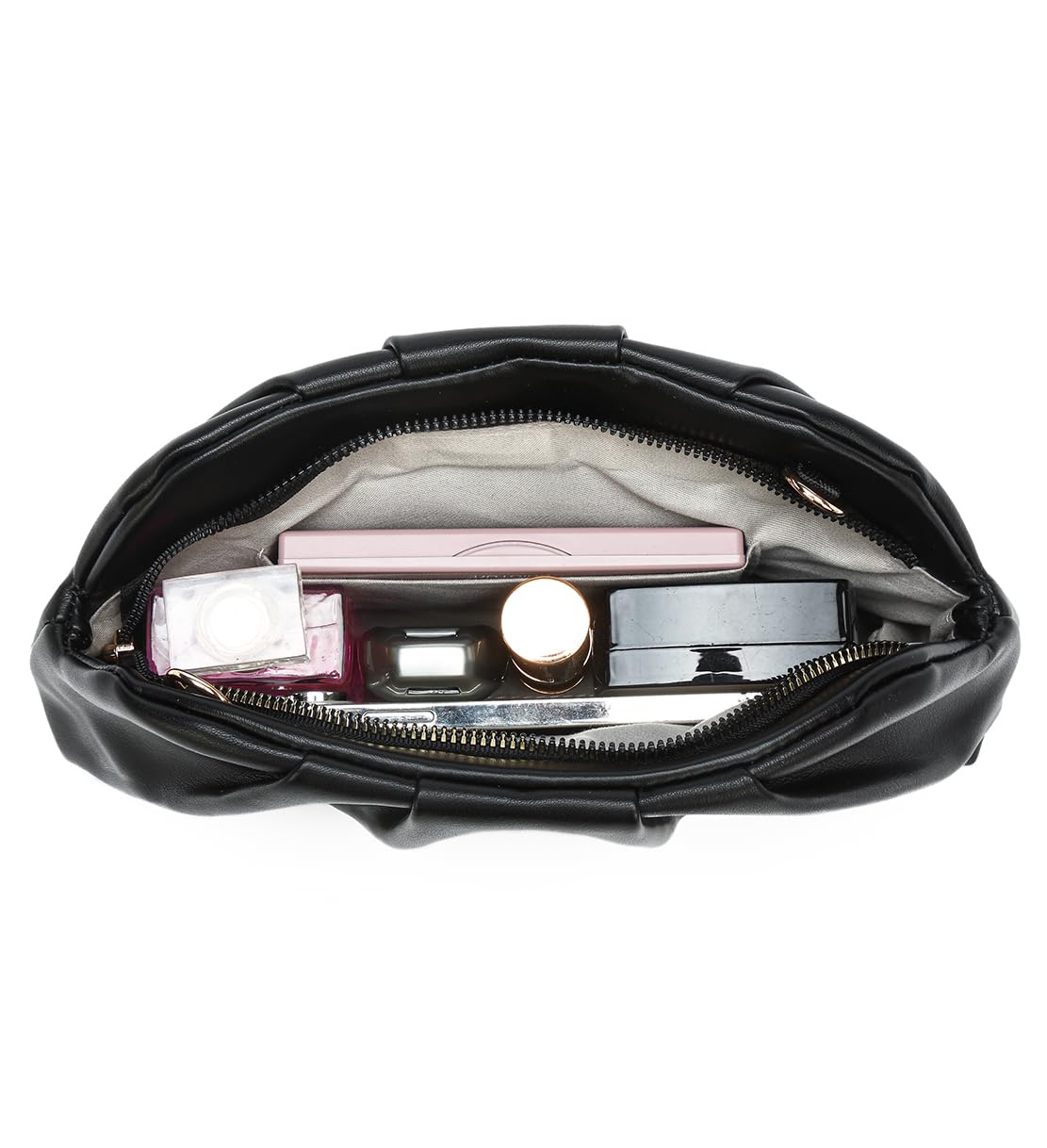 Dreubea Women's Fashion Cloud Shape Evening Bag Charming Fold Leather Clutch Handbag with Chain Apricot