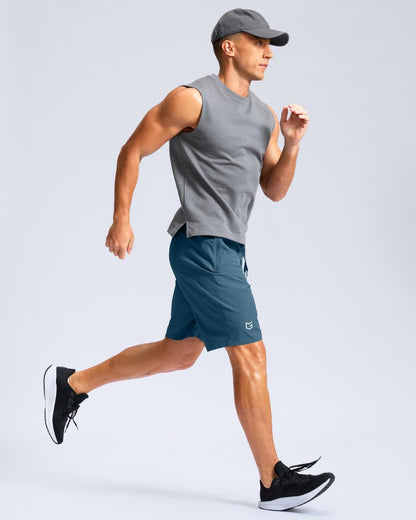 G Gradual Men's Athletic Running Shorts with Zipper Pockets Quick Dry 7"/ 5"/ 9" Workout Gym Shorts for Basketball Hiking(Dusty Blue,9XXXL)
