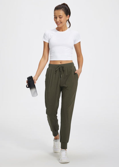 Libin Joggers for Women Tall/Regular/Petite Dance Sweatpants Athletic Workout Trousers Yoga Pants Tapered Casual Teacher Pants for Gym Golf Work Cloths, Olive Green XL