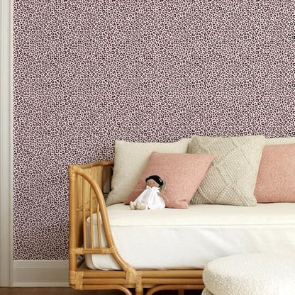 Leopard Print Peel and Stick Wallpaper, Modern Wallpaper Pink and Black Classic Design Contact Paper Rmovable Self Adhesive Wall Papers for Bedroom Bathroom Cabinet 17.7¡¯¡¯x118¡¯¡¯