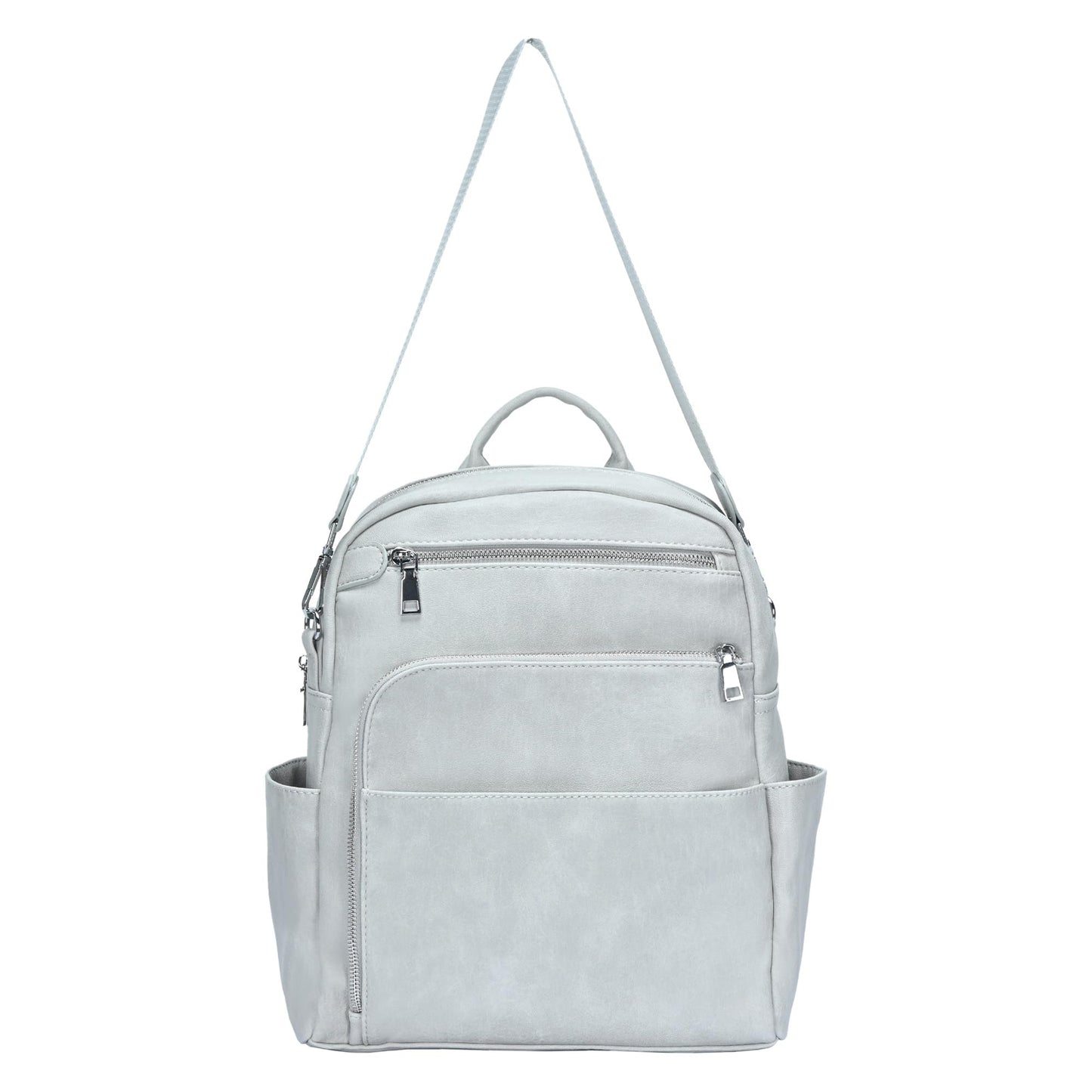 MMS Brands Antik Kraft Willa Vegan Leather Backpack (Grey) | Convertible Backpack Purse for Women | Vegan Leather Shoulder Bag | 13" L x 4" W x 14" H