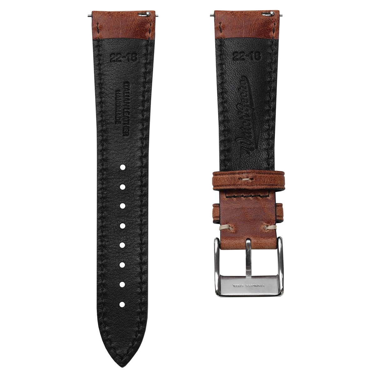 WatchGecko Vintage Highley Certified Genuine Italian Leather Replacement Watch Strap. Stylish and Durable Mens Wristwatch Strap. Padded for Comfort. Easy to fit. Reddish Brown, 21 mm