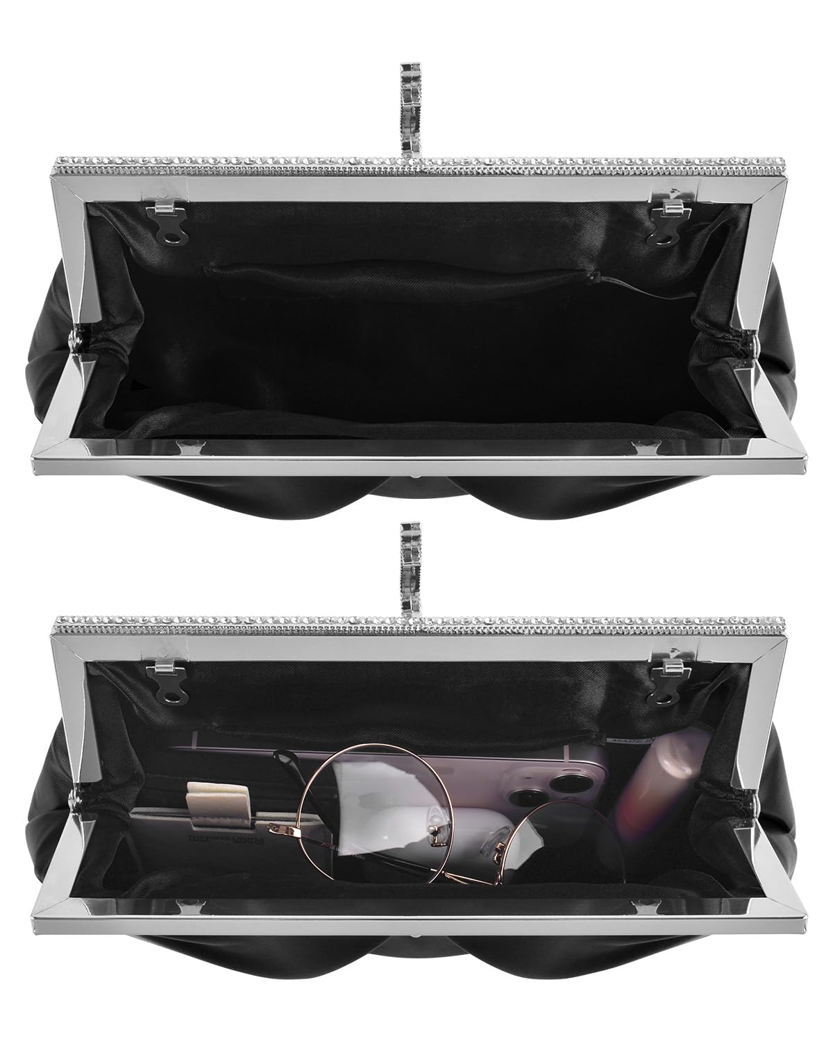TINDTOP Clutch Purses for Women, PU Leather Formal Evening Bags Shoulder Party Handbags Wedding Cocktail Prom Clutches (A-Black)