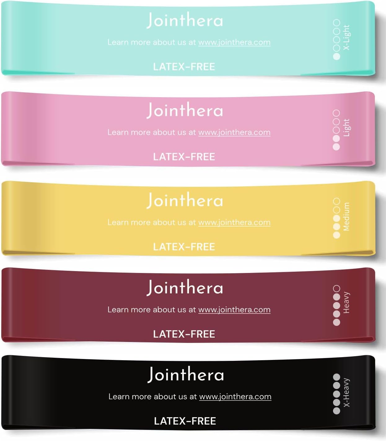 Premium Latex Free Resistance Bands for Working Out - Set of 5 + Carrying Bag | Non Latex Mini Loop Workout Bands Resistance for Women and Men | Physical Therapy, Legs Exercise and Pilates