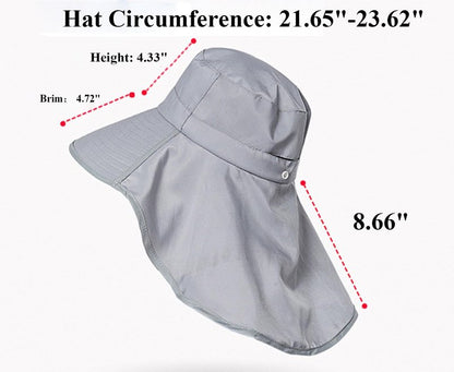 Sun Hat for Women with UV Protection Summer Wide Brim with Neck Flap Upf50+ Ponytail Hole Fishing Bucket Hat Hiking Garden Beige
