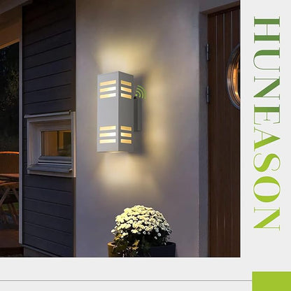 Dusk to Dawn Outdoor Wall Lights, Modern Porch Wall Lights White, 13" Outdoor Wall Sconce Waterproof Aluminum, Exterior Wall Lamps, Patio Up and Down Light for Doorway, Garage, Hallway