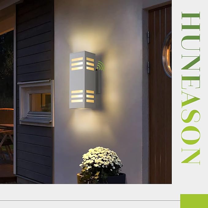 Outdoor Wall Lights, 2 Pack Dusk to Dawn Outdoor Light Fixture, 13" Waterproof Modern Porch Light White, Large Up Down Exterior Lighting Fixture for Patio, Garage, Hallway, Doorway