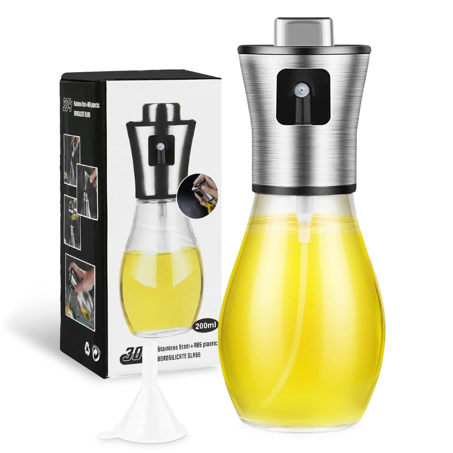 Oil Sprayer for Cooking,Olive Oil Fine Mist Sprayer - 200ML Mister Bottle for Cooking, Baking, and Air Fryer - Avocado and Canola Oil Dispenser - Kitchen Gadget Essentials