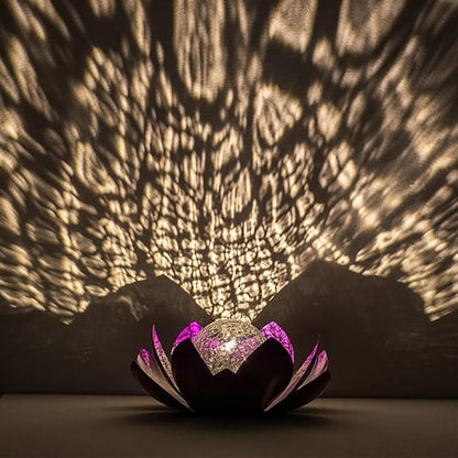 Huaxu Solar Lights Outdoor Decor Purple Lotus Waterproof LED Crackle Globe Glass Metal Flower Decorations for Garden Patio Yard Porch Pathway Ground Tabletop