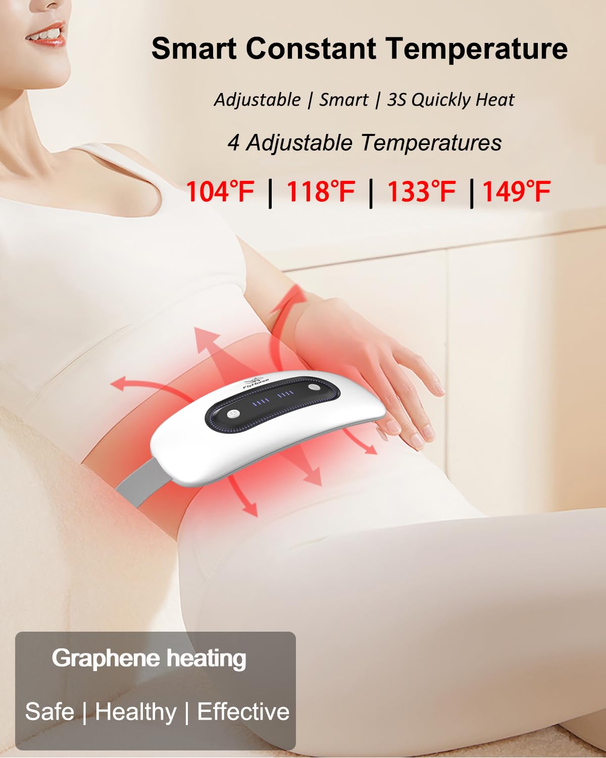 Electric Heating Pad, Portable Cordless Menstrual Heating Pad with 4 Heat Levels and 4 Massage Modes, Fast Large Heating Belly Wrap Belt for Cramps, Back Pain Relief Gifts for Women Girls Her(Black)