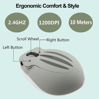 Wireless Mouse Cute Hamster Shape Less Noice Portable Mobile Optical 1200DPI USB Mice Cordless Mouse for PC Laptop Computer Notebook MacBook Kids Girl Boy Men Women Adults School Office Gift (Purple)