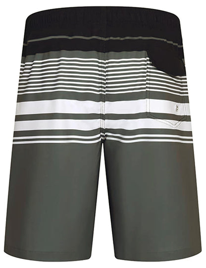 ELETOP Men's Swim Trunks Quick Dry Bathing Suit Swimming Board Shorts Mesh Lining Beach Swimwear Stripe Grey XXL