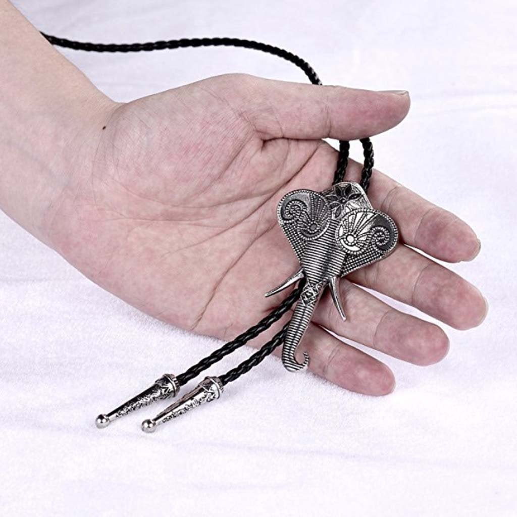 YYHJM Long Nose Elephant Silver Arrowhead Cowboy Bola Tie Western Bolo Tie…