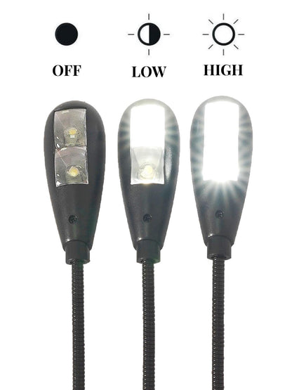 Kyfreshpower LED USB Reading Lamp Light with 2-Brightness Dimmable Setting, Flexible Gooseneck USB Light for Notebook Laptop Keyboard, Powerbank(On/Off Switch, 1 Black+1 Mini USB Light)