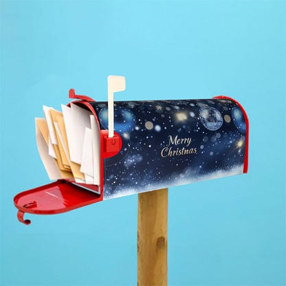 Festive Magnetic Mailbox Cover Christmas Blue Ball Pattern Outdoor Mailbox Protector Holiday Seasonal Decorative Garden Yard Home Large Size 25.5 x 21 Inch