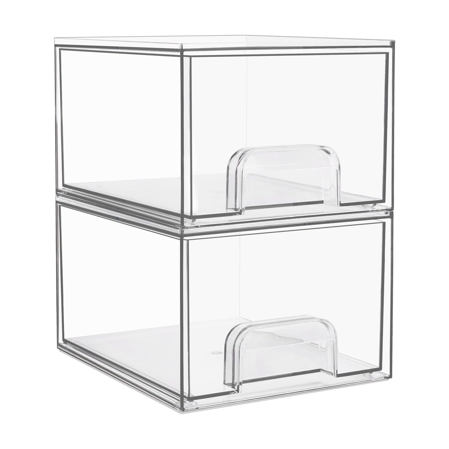 Vtopmart 4 Pack Small Clear Stackable Storage Drawers,Acrylic Bathroom Makeup Organizer,Plastic Storage Bins For Vanity, Undersink, Kitchen Cabinets, Pantry, Home Organization