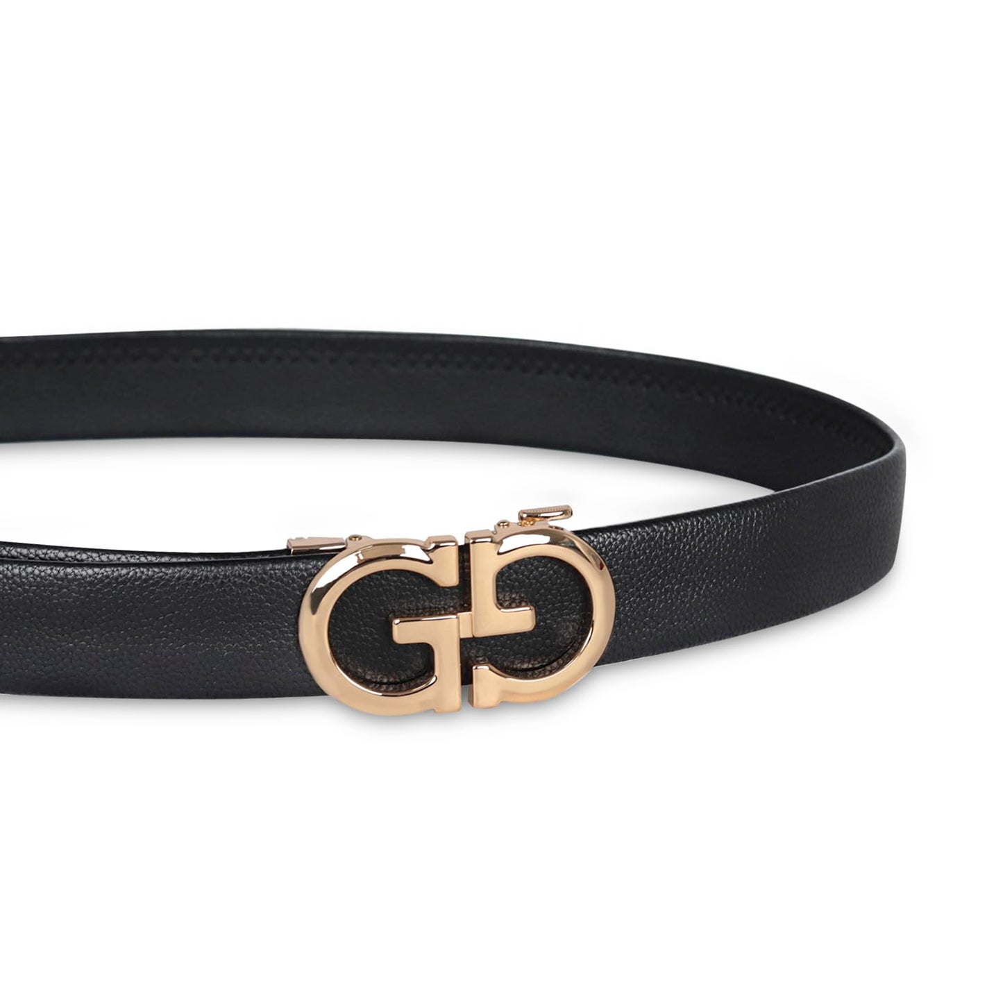 Aurolran Men&Womens Leather Dress Belt Business Automatic Buckle Belt Color-Black Silver Gold