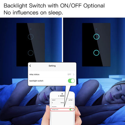 MOES Touch Wall Single Live Wire Smart Switch，No Neutral Wire Needed, 2.4GHz WiFi RF433 Light Switch Works with Smart Life/Tuya App, Alexa and Google Home, Single Pole 110V, White 1 Gang