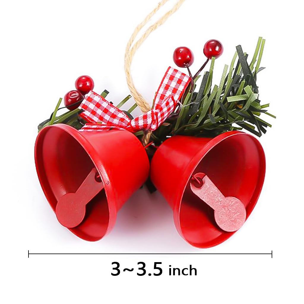 12 Pcs Red Christmas Bells, Tree Hanging Ornaments Metal Jingle Bells for Christmas Holiday Wreath Decoration Party & Home Door Festival Décor Campanas De Navidad