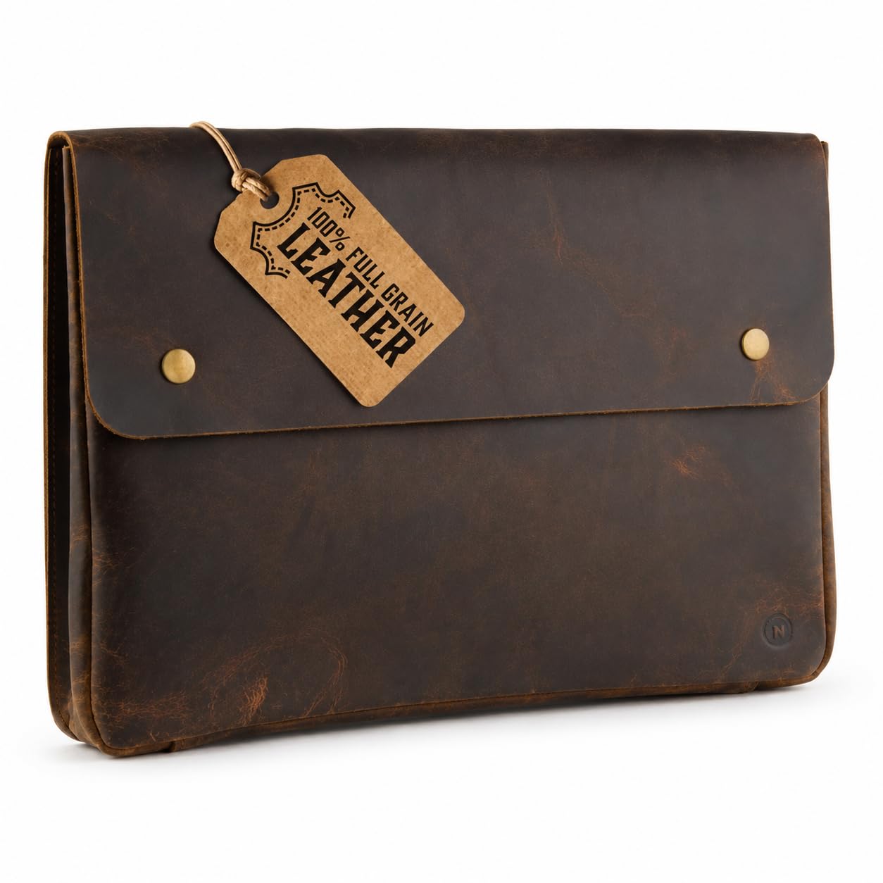 Moonster Leather Folder, Full Grain Leather File Folder Organizer Document Holder, Portfolio for Men –Spacious Folio Laptop Sleeve Case - Fits 13" 14" 15” Laptops, MacBook and Tablets