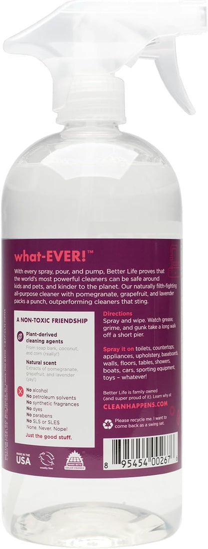 Better Life All Purpose Cleaner - Multipurpose Home and Kitchen Cleaning Spray for Glass, Countertops, Appliances, Upholstery & More - Multi-surface Spray Cleaner - 32oz (Pack of 2) Unscented