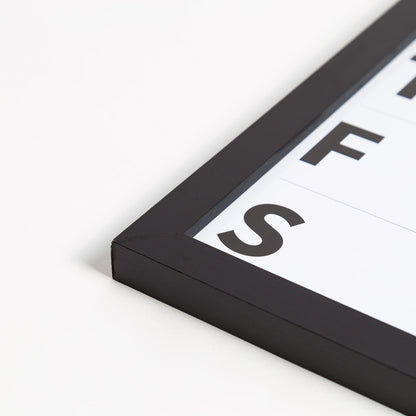 U Brands Framed Magnetic Weekly Calendar Dry Erase Board, Office Supplies, Black Frame, with Marker, Magnet, 11” x 18”