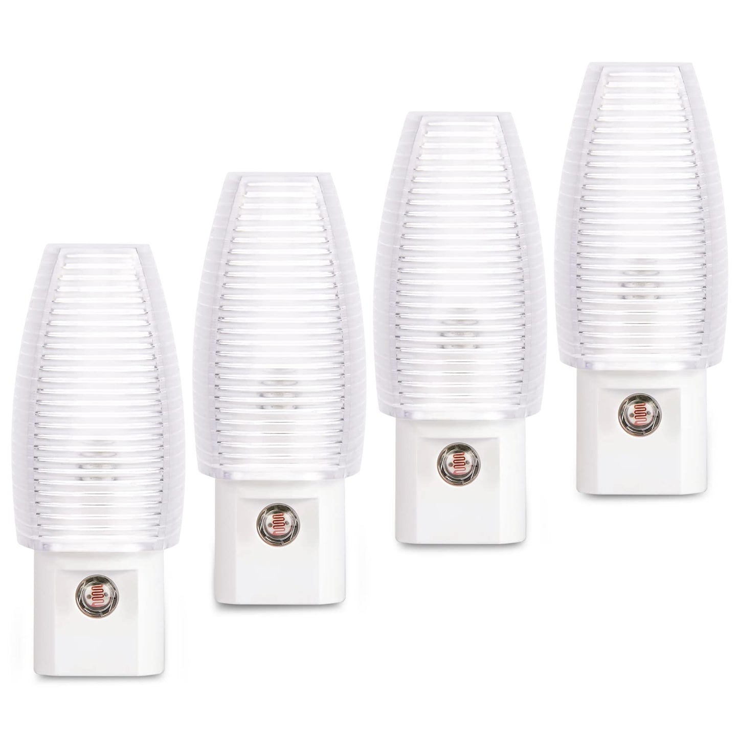 Emotionlite Plug in Night Light, Warm White LED Nightlight, Dusk to Dawn Sensor, Kids, Nursery, Bedroom, Bathroom,Hallway, Stairs, Kitchen, 4 Pack
