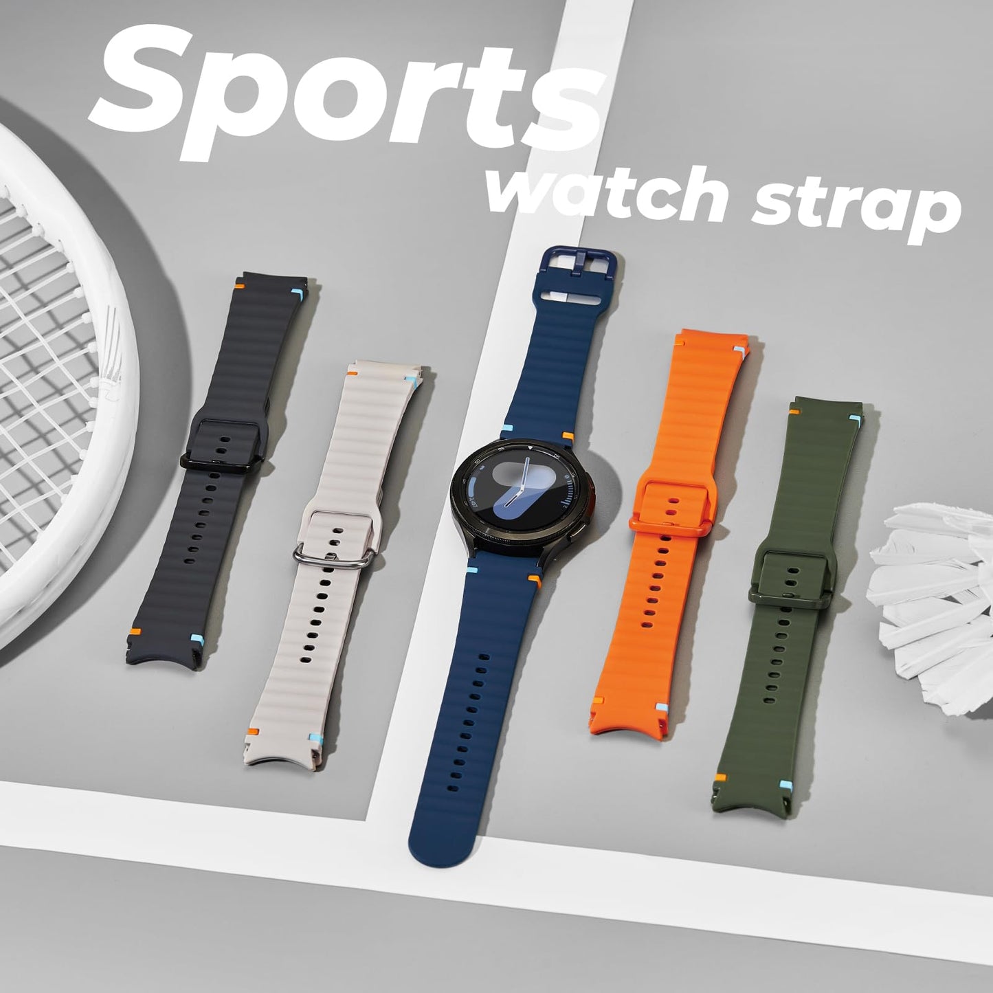 Acextro 3 Pack Sport Band Compatible for Galaxy Watch 7 Bands 44mm 40mm, Samsung Galaxy Watch FE/6/5/4 Classic(40mm-47mm) No Gap Soft Silicone Replacement Strap for Men & Women