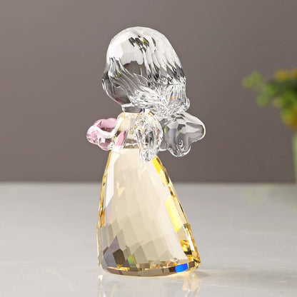 DOJOZ Crystal Little Angel Christmas Birthday Gifts Cherub Figurine Paperweight Decor Ornaments Art Collecible (Gold)