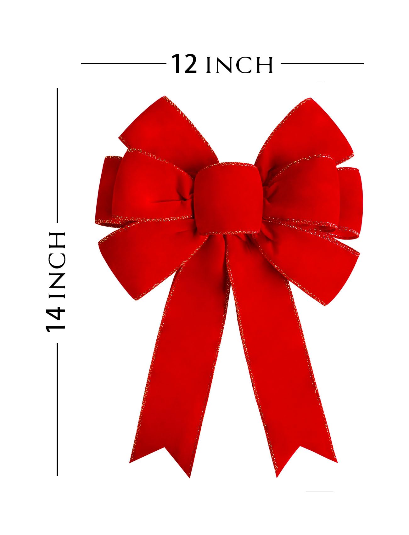 Satenwie Red Christmas Bows Large Velvet Bow for Wreaths, Tree, Outside Decorating, Outdoor (12 * 14 inch)