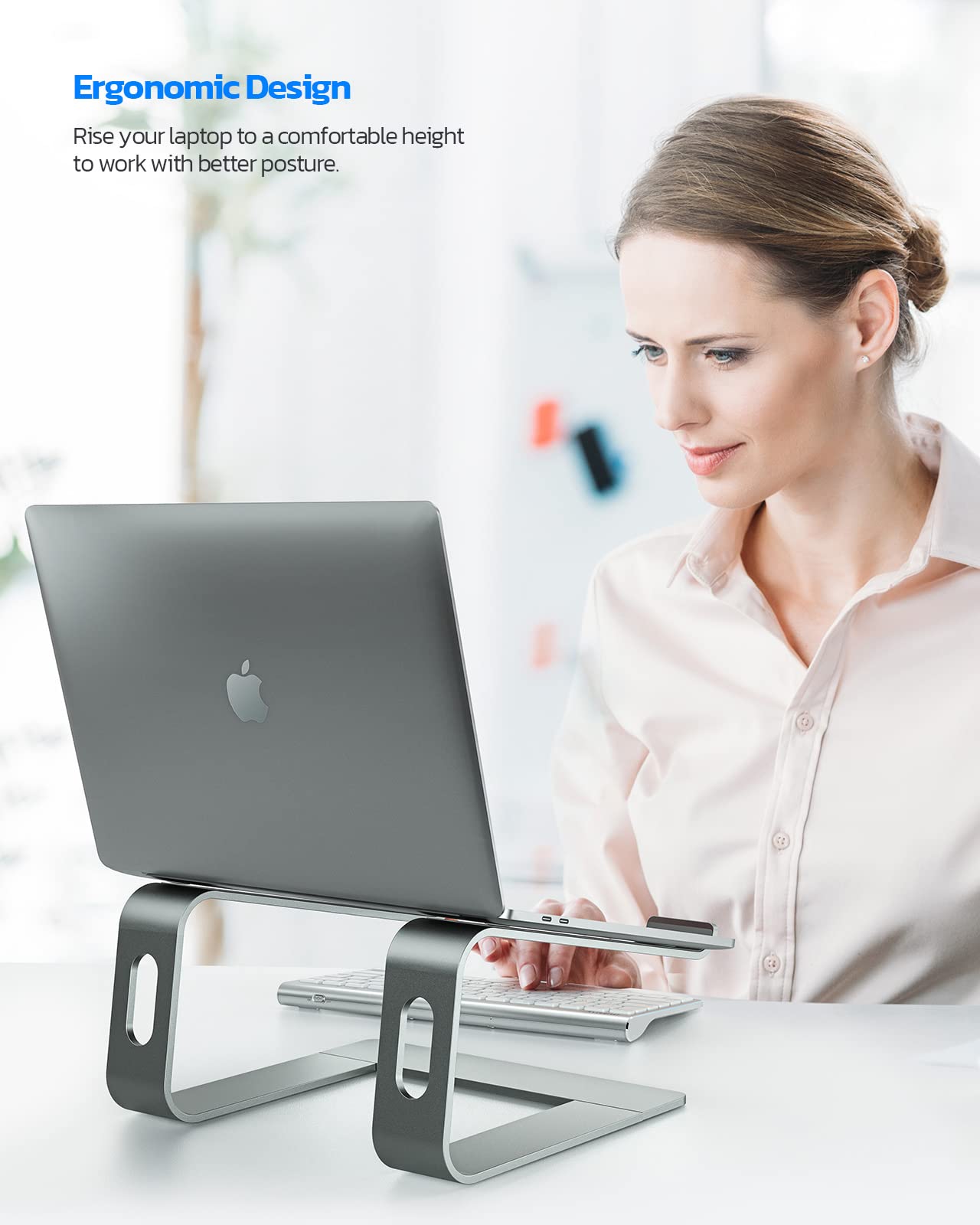 Nulaxy Fully Aluminum Laptop Stand, Detachable Ergonomic Laptop Holder Mount Computer Riser for Desk, Notebook Stand Compatible with MacBook, Dell XPS, All 10-16" Laptops - Gray